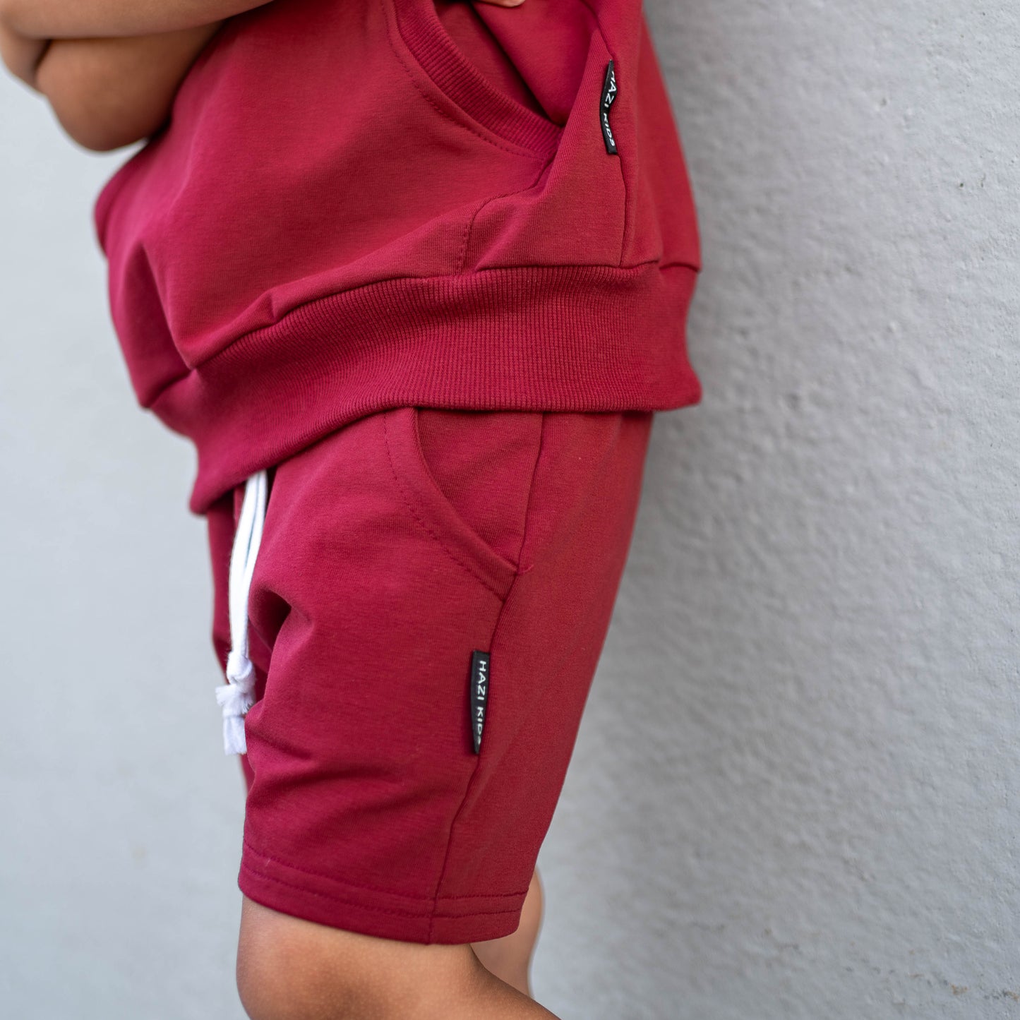 Deep Red tank hoodie and everyday shorts set