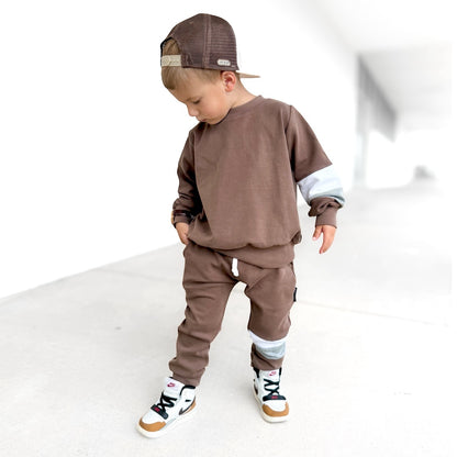 Brown Little Kids Joggers/Trousers