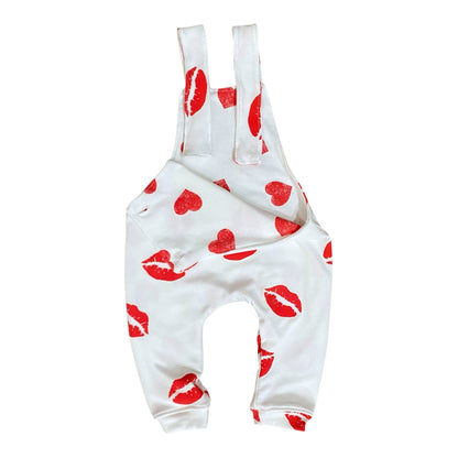 Reversible heart and kisses knot romper