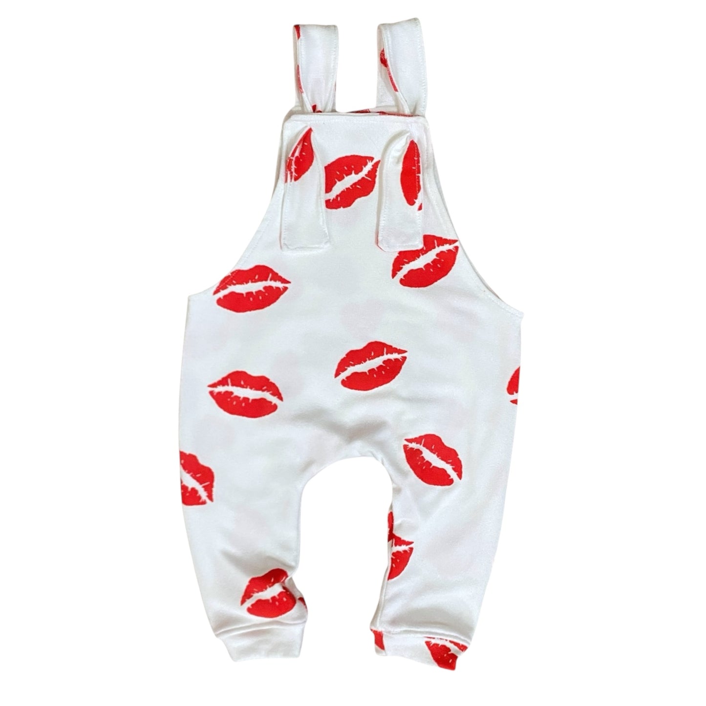 Reversible heart and kisses knot romper